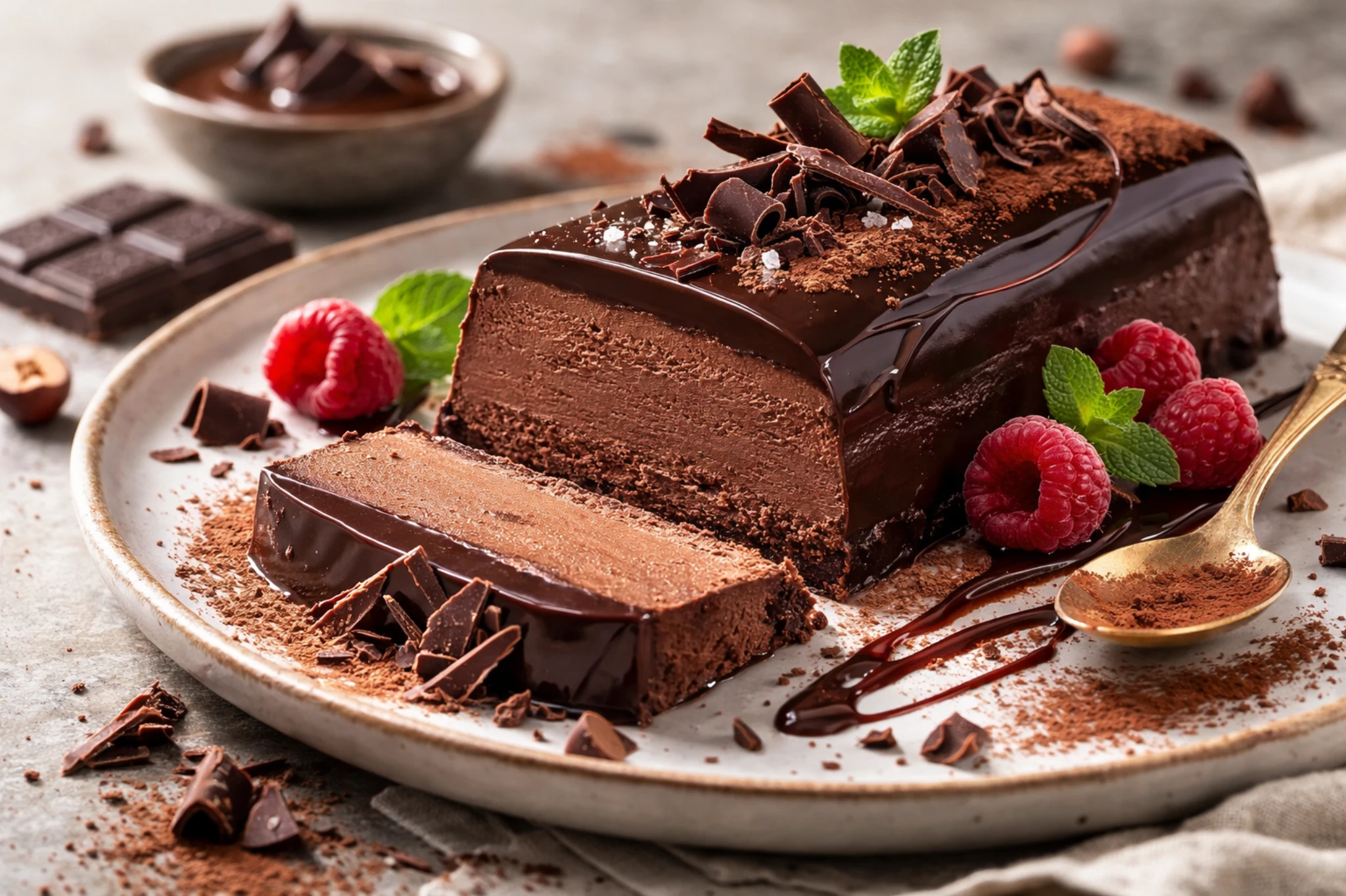 Marquise de chocolate clásica (receta húmeda y elegante)